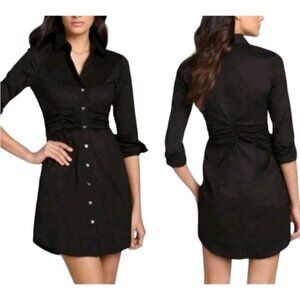 Theory Shirt Dress Long Sleeve Minimalist Stretch Casual Date Night Size 6 Blk